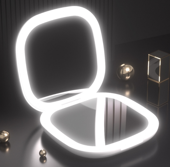 Double sided led compact mirror